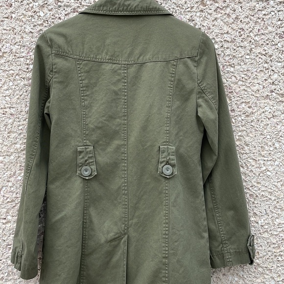 Military Green Canvas Pea Coat by Sweet Elements - Picture 3 of 6